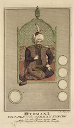 Osman I (1259-1326) founder of the Ottoman Empire in the year 1300, from an original picture in the seraglio